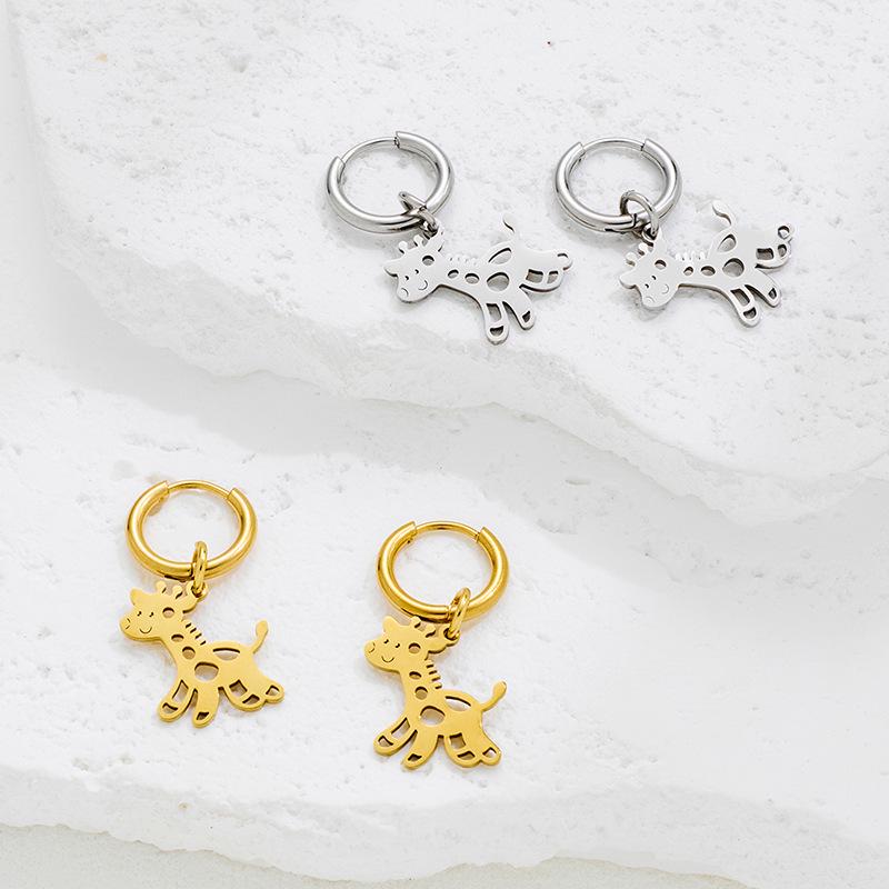 Милые рождественские серьги-подвески в виде оленя и жирафа - Универсальные модные серьги-кольца в стиле INS