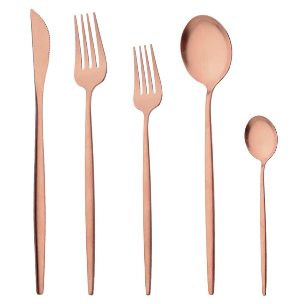Матовая посуда из нержавеющей стали, набор столовых приборов из розового золота, нож, десертная вилка, чайная ложка, набор столовых приборов, кухонное серебро, посуда