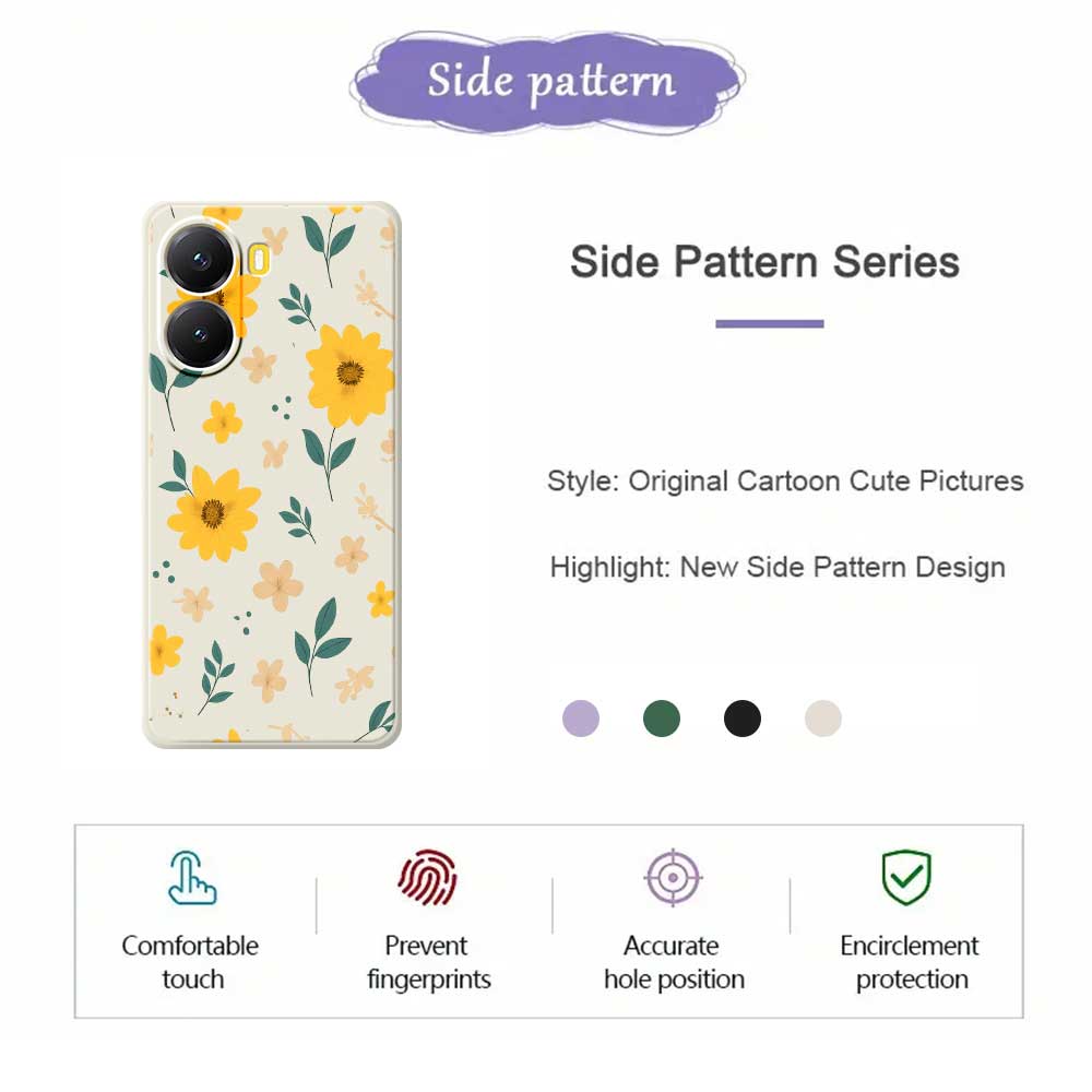 For Xiaomi Redmi Turbo 4 5G/Poco X7 Pro 5G Case Yellow Floral and Leaves Pattern Printing Straight Edge TPU Phone Back Cover