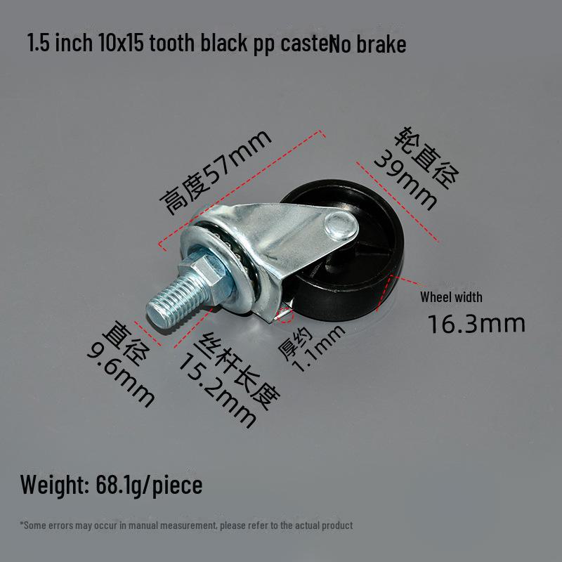 1,5-дюймовое полипропиленовое резьбовое мебельное колесо для журнального столика, дивана или шкафа