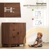 Buffet Sideboard Storage Cabinet With Door 3 Drawers And Adjustable Shelf 75 X 39 X 80 Cm Brown Wood Effect