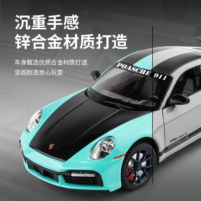 Jbcp5 1:24 модели спортивных автомобилей Porsche 911 TURBO S TARGA из сплава, литые модели, имитация, металлические игрушечные модели автомобилей, звук, свет, коллекция, подарок для детей