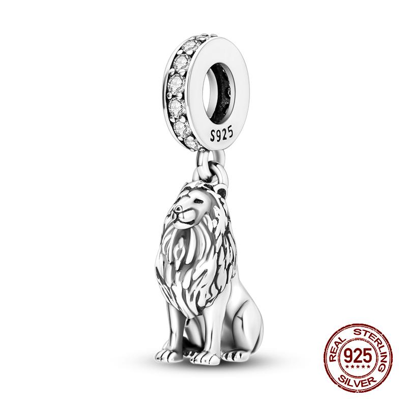 100% стерлингового серебра 925 пробы, лев, собака, слон, светлячок, кошка, дерево жизни, подвески в виде животных, подходят для оригинальных браслетов 925, ювелирные изделия своими руками