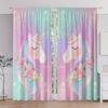 2Pcs Pink Green Unicorn Curtain With Pole Bag Design, Protecting Privacy, Suitable For Various Decorative Scenes