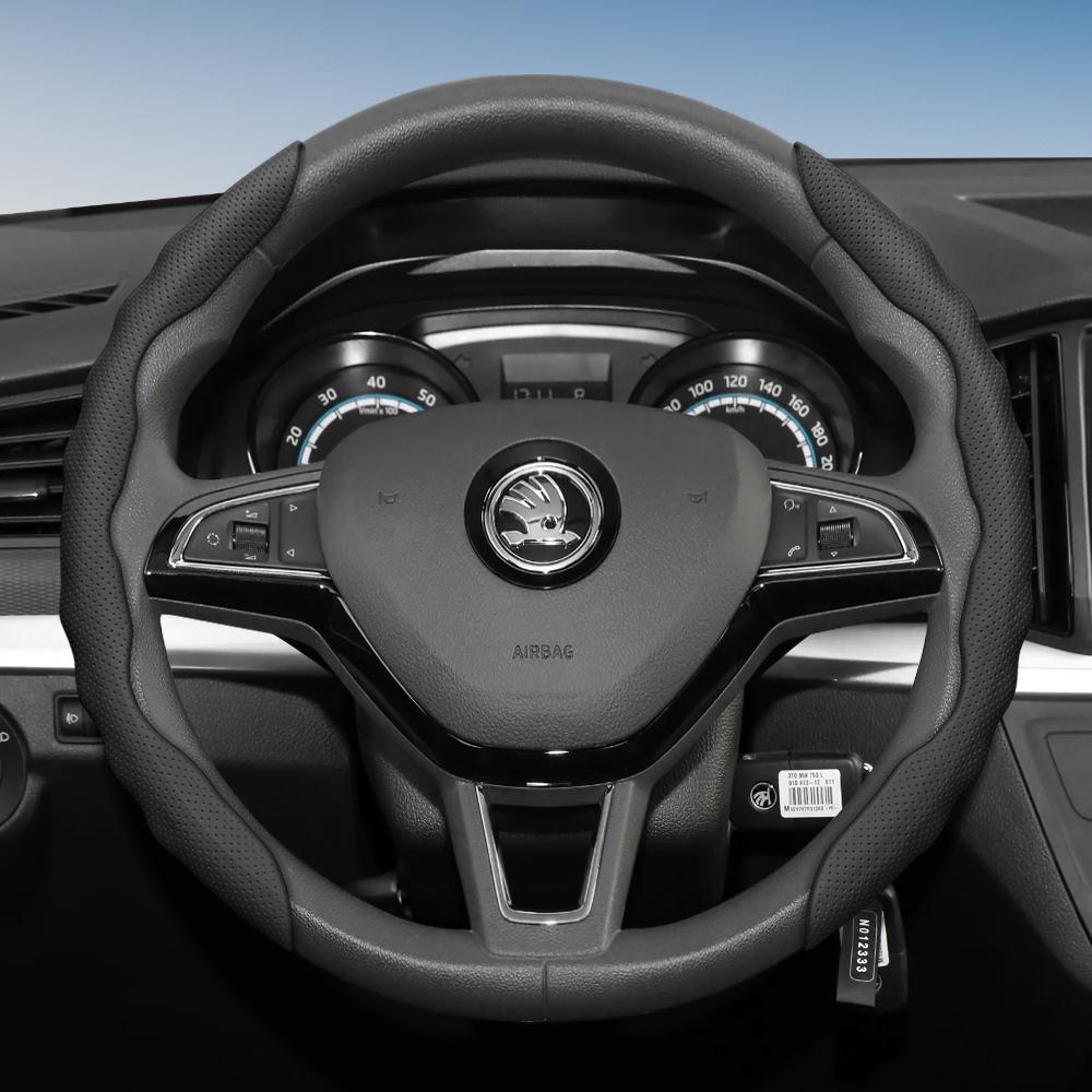 Подходит для чехла на руль Skoda с волнистым спортивным дизайном, дышащая кожа, сегментированный, нескользящий, впитывающий пот, защита для Octavia,