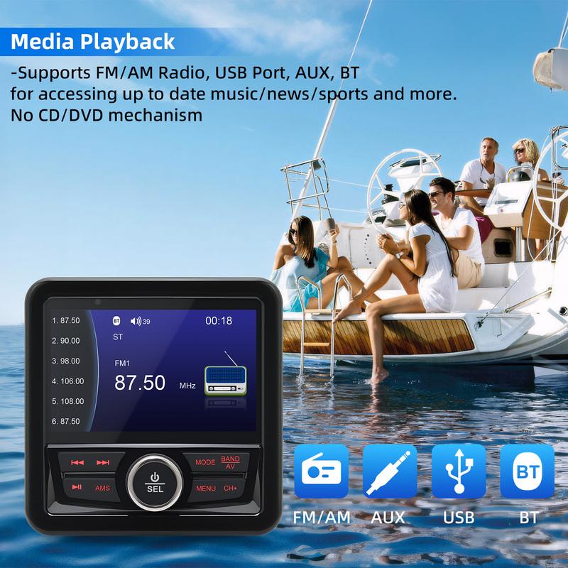 ZMFJH MP5 Цифровой медиааудиопроигрыватель Совместимый с Bluetooth FM AM Морское радио Стереосистема для лодки Водонепроницаемый проигрыватель Для яхты ATV UTV