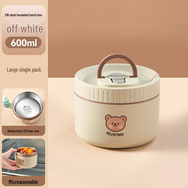 316 Stainless Steel Insulated Double-Layer Microwaveable Bento Lunch Box for Students and Office Workers