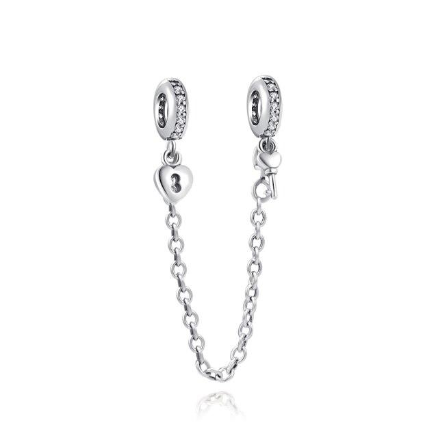 Silver 925 Zirconia Butterfly Flower Crown Safety Chain Charm Bead Fit Bracelet Pendant DIY Jewelry For Women