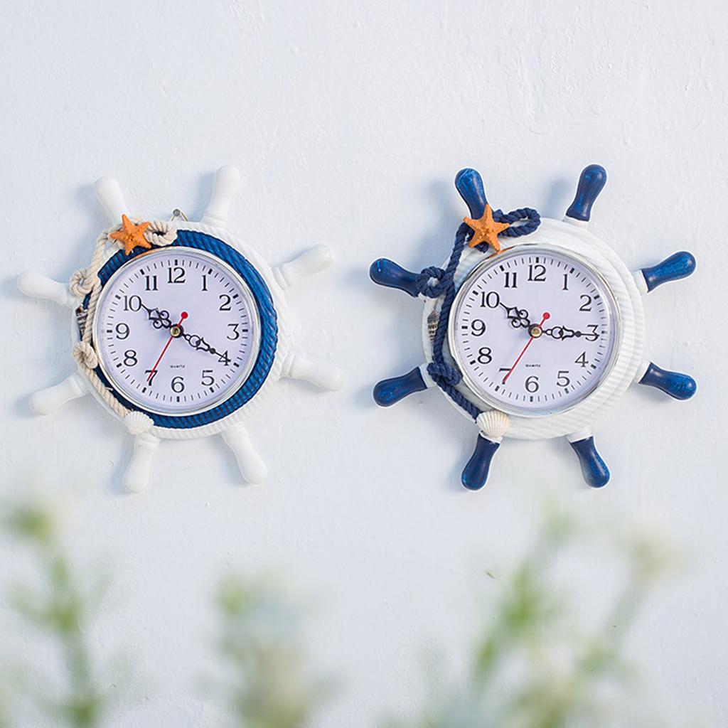 Деревянные настенные часы в средиземноморском стиле, ретро руль, колесо корабля, круглые подвесные часы, домашний домашний морской декор