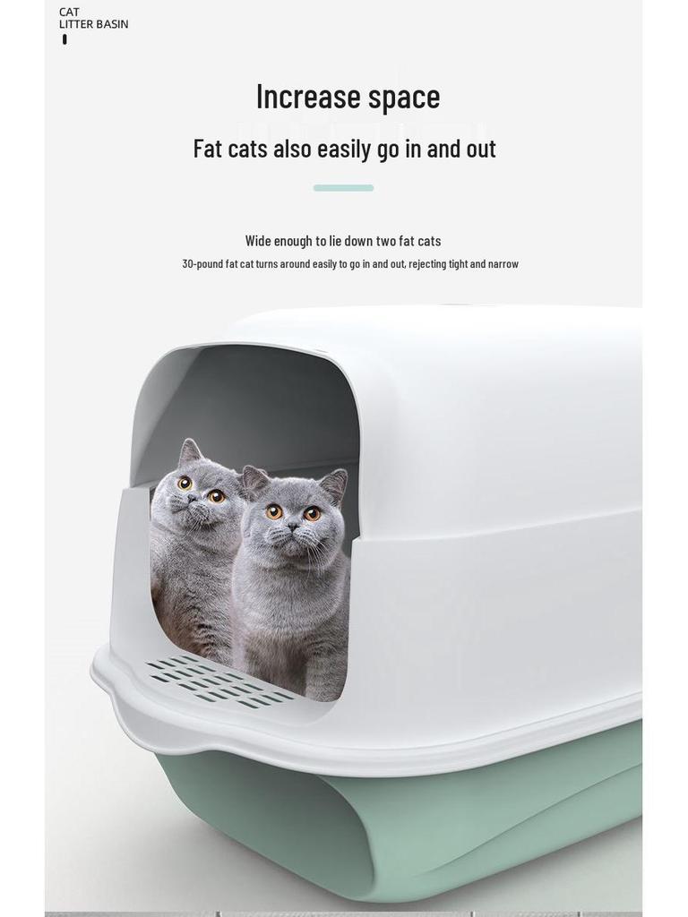 Fully Enclosed Oversized Deodorizing Cat Litter Box - Anti-Splash Design for Small Kittens