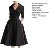 Women's Lapel V Sleeve A Line Neck Work Dress Long Swing Dress Formal Business