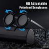 Nd Adjustable Round Frame Polarised Sunglasses Men'S Outdoor Travel Driving Uv400 Sun Advanced Sense Of Sunglasses Goggles