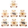 7Pcs Adorable Wooden Bear Landmark Marking Board Cartoon Double-Sided Baby Monthly Photo Props for Cherished Memories