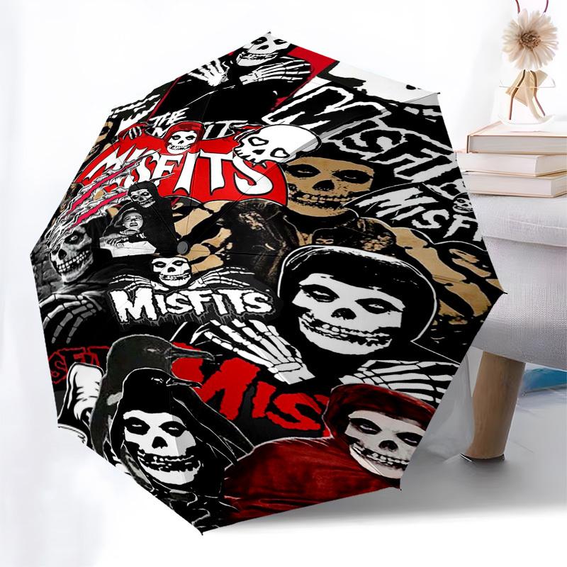 1 шт. Зонт-трость Misfits Skulls, автоматический, ветрозащитный, компактный, для путешествий, подарок на День рождения, Рождество, деловой 93028