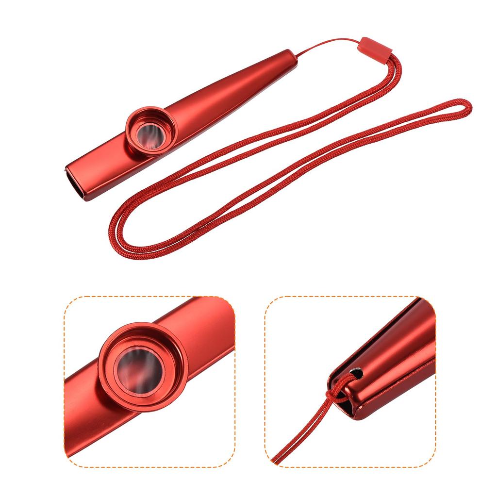 uxcell Kazoo Music Box Aluminum with Flute Set Instrument, Alloy, Red, Diaphragm, Party, Guitar, Ukulele, Violin, Piano, Keyboard, 2-Piece
