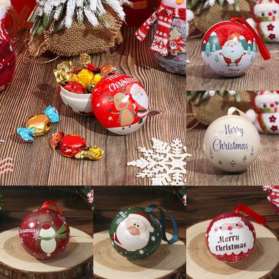 1 шт., круглая жестяная коробка в форме шара для вечеринки Navidad, мини-пустой круглый чехол для хранения конфет