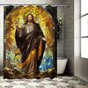 Стильная мозаичная шторка для душа с религиозным дизайном Иисуса для декора дома в аксессуарах для ванной комнаты. 128-символьный заголовок, который