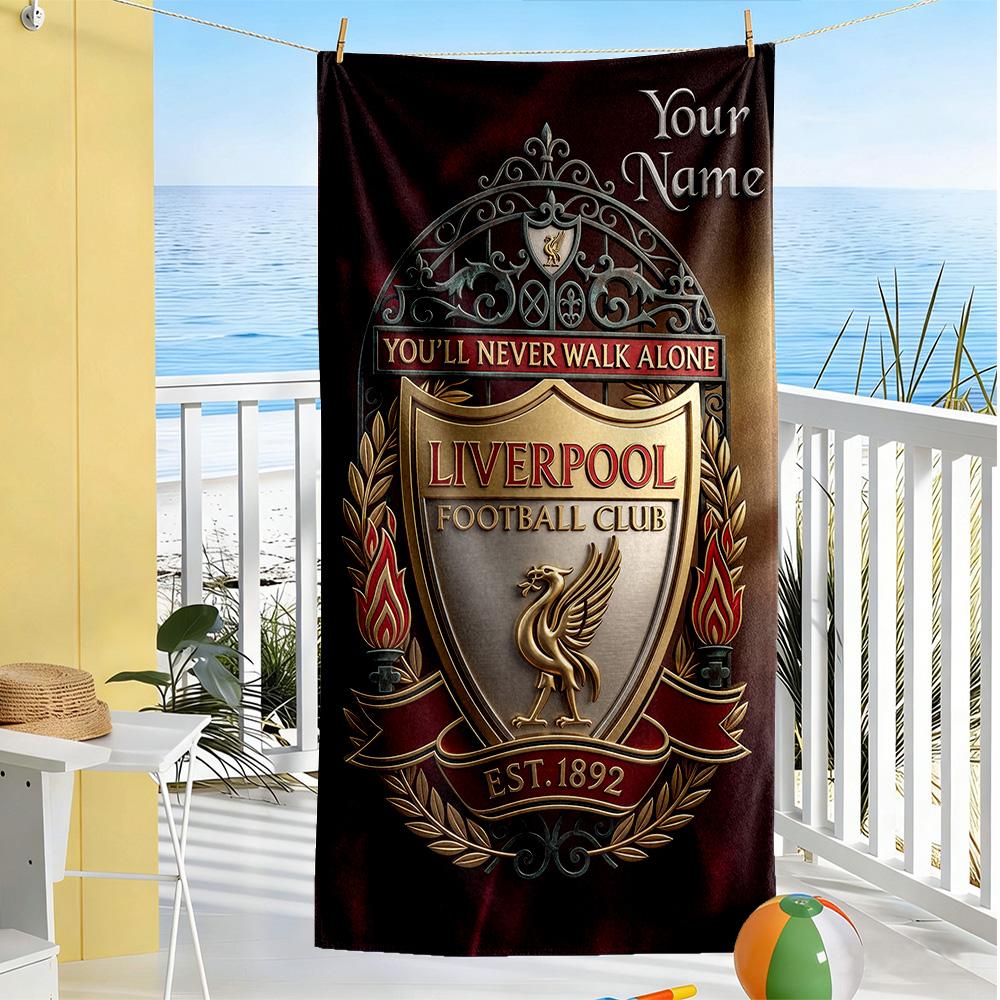 Liverpool Team Customized Name Beach Towel Super Soft Absorbent Suitable For Sports Travel Swimming Yoga Bathroom Beach And Pool