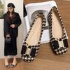 Square Toe Flat Shoes for Women's Spring Metal Buckle Shallow Mouth Women's Shoes Large Size 44 45 46 Ladies Luxury Shoes Women