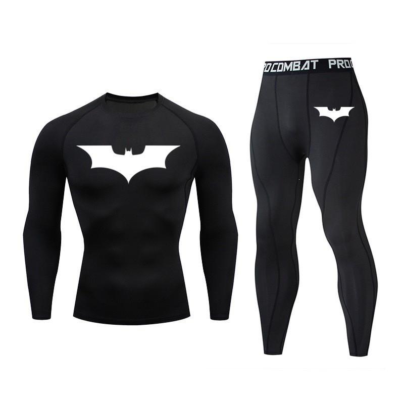 Men Women Quick Dry Athletic Compression Set Long Sleeve Top Capri Pants Running Gym Workout Sportswear