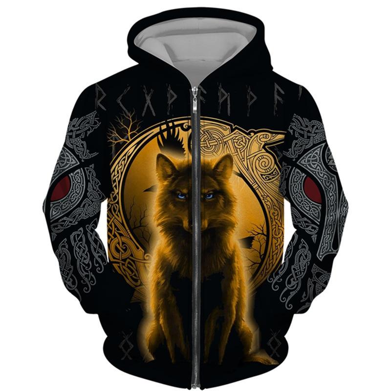 Весна Осень 3D Wolf Series Printed Zipper Hoodie Men Women Couples Hoodie Hoodie Jacket Casual Fashion Jacket
