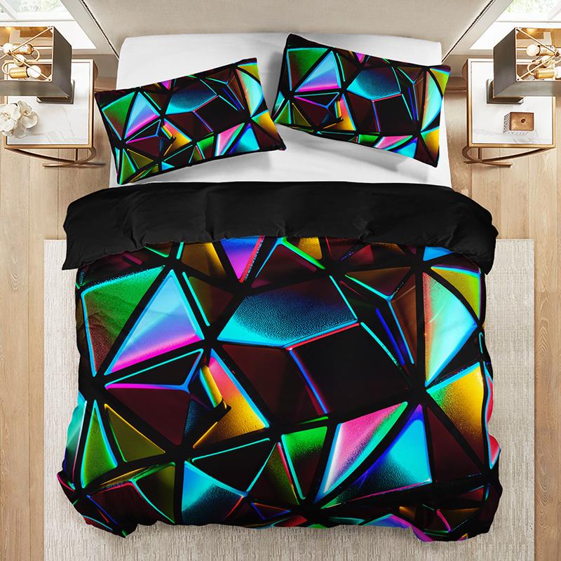 Colorful Geometric Abstract Pattern Duvet Cover Set All-Season Home High-Definition Print Cozy Bedding Stylish Duvet Bedding
