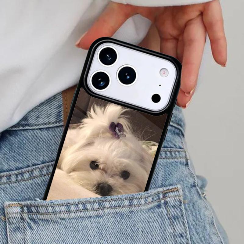Милый Чехол для Телефона с Щенком Мальтийской Собаки для iPhone 17ProMax 12 13 14 15 16e 17 Pro Max Plus Air Cover
