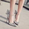 Summer Women's Sandals Sexy Luxury Round Toe Butterfly Patent Leather Buckle Stiletto High Heel Sandals Party Shoes