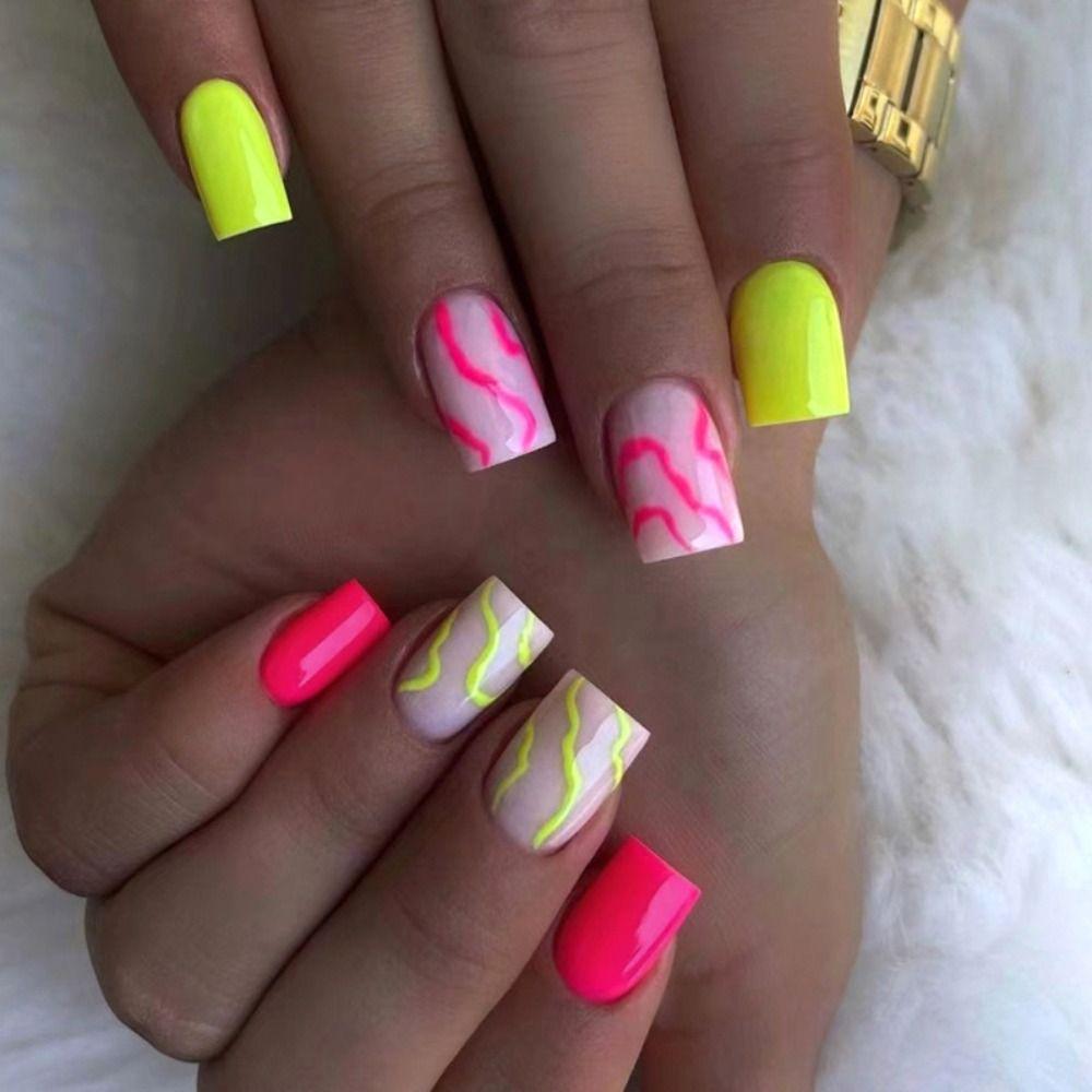 Французские накладные ниалы, длинный квадратный пресс на ногтях, модные типсы для ногтей своими руками