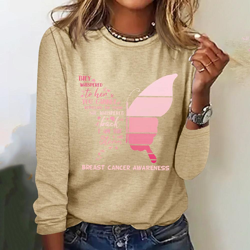 Дизайнерские женские футболки с принтом бабочек, осенние хлопковые модные футболки с длинными рукавами, женская одежда с круглым вырезом и надписью, пуловеры, топы