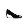 Sheepskin Version~ Genuine Leather Classic Square Buckle Patent Leather Thin Heel Ol Commuting High Heels Women's Wedding Single Shoes Gentle Wind