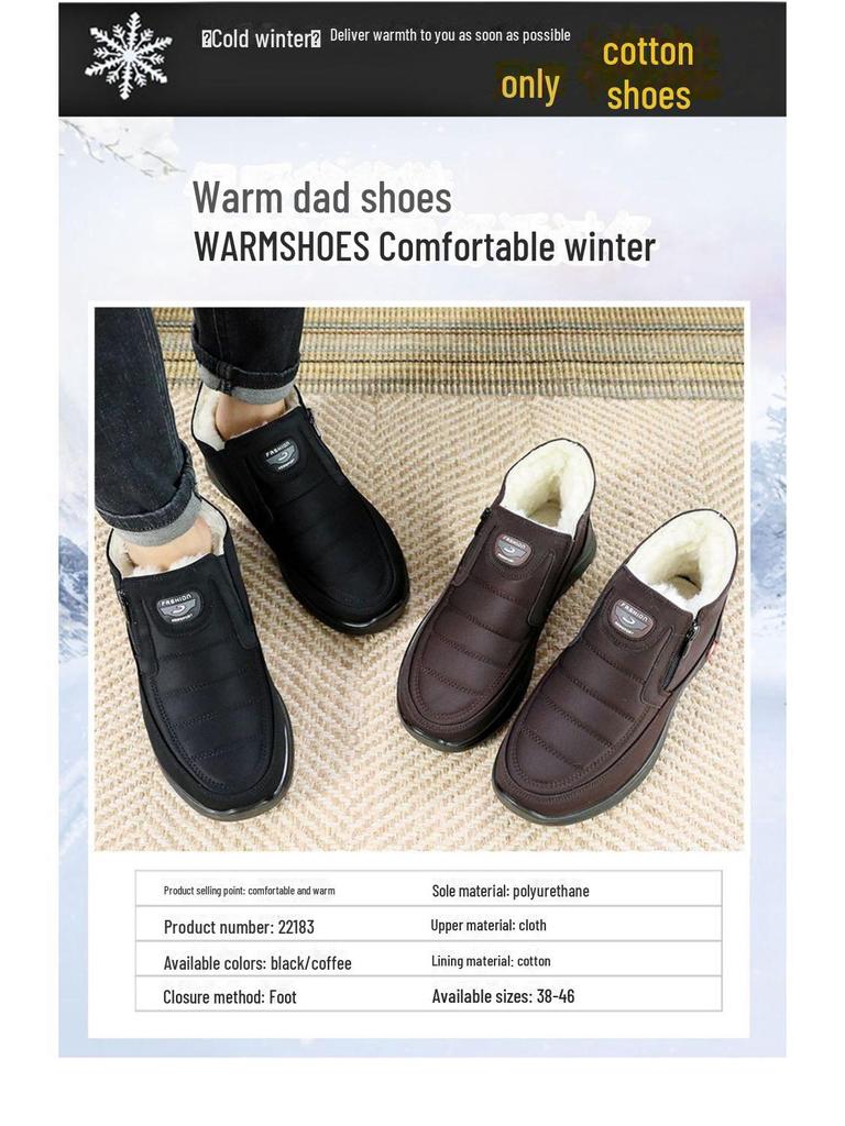 Men's High Top Wool-Cotton Winter Boots - Warm, Non-Slip, Soft Sole for Elderly