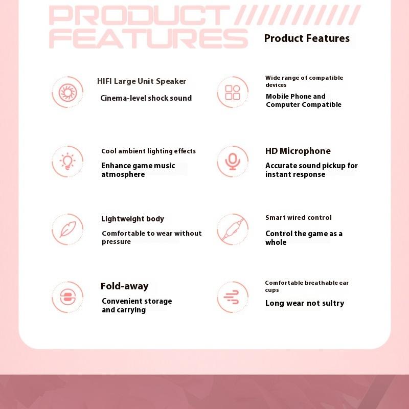 Наголовная киберспортивная игровая USB-проводная гарнитура с RGB-магическим световым эффектом