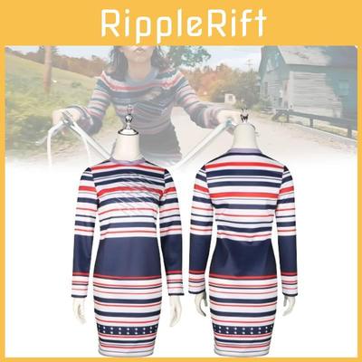 Костюм для косплея Битлджуса, полосатое платье Астрид для ролевых игр на Хэллоуин