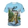 New Deep Sea Fishing Printed Tss Shirts Men's 3D Outdoor Fisherman O Collar Short-sleeved Y2k Tops Men's and Women's Hunting F