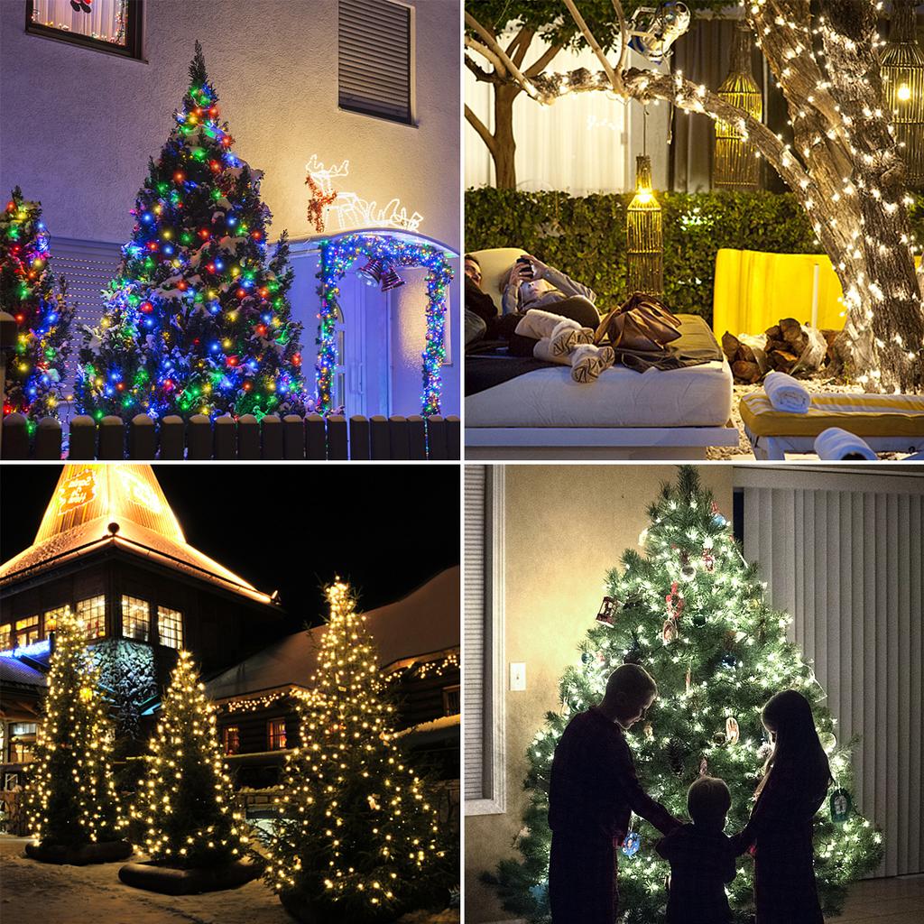 100-800 светодиодов Светодиодная солнечная подвесная гирлянда Водонепроницаемая уличная садовая лампа для газона Рождественское украшение 10м 20м 30м 50м 100м