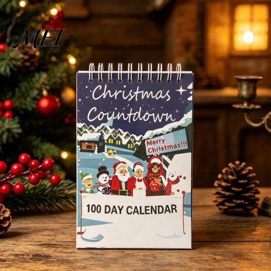 Holiday Daily Ritual Planner 2027 Christmas Advent Countdown Calendar, 100 Days Desktop Creative Paper Flip Desk Calendar for Home Office Decor