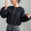 Women S Short Long Sleeve Zip Up Corduroy Jacket