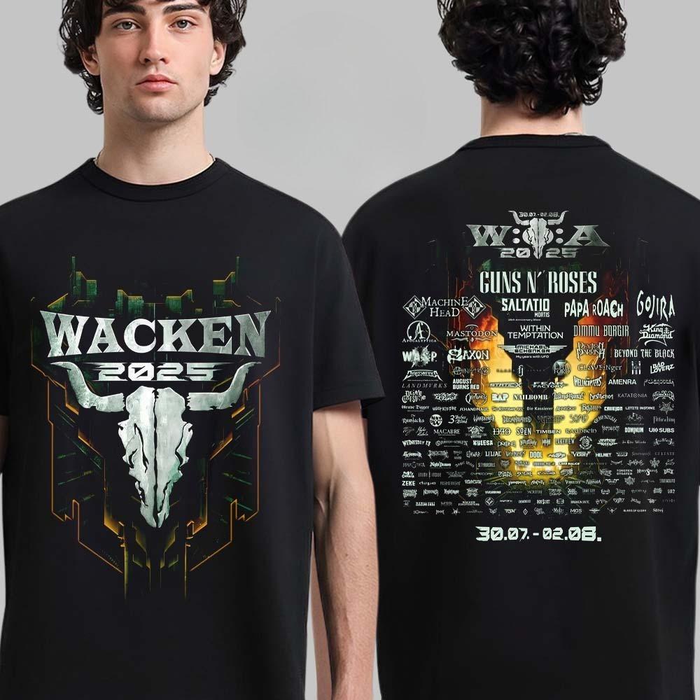 Fashion Wacken Open Air 2025 Festival From July 30 To August 2 2025 In Schleswig Holstein Germany Roses Two Sided T-Shirt
