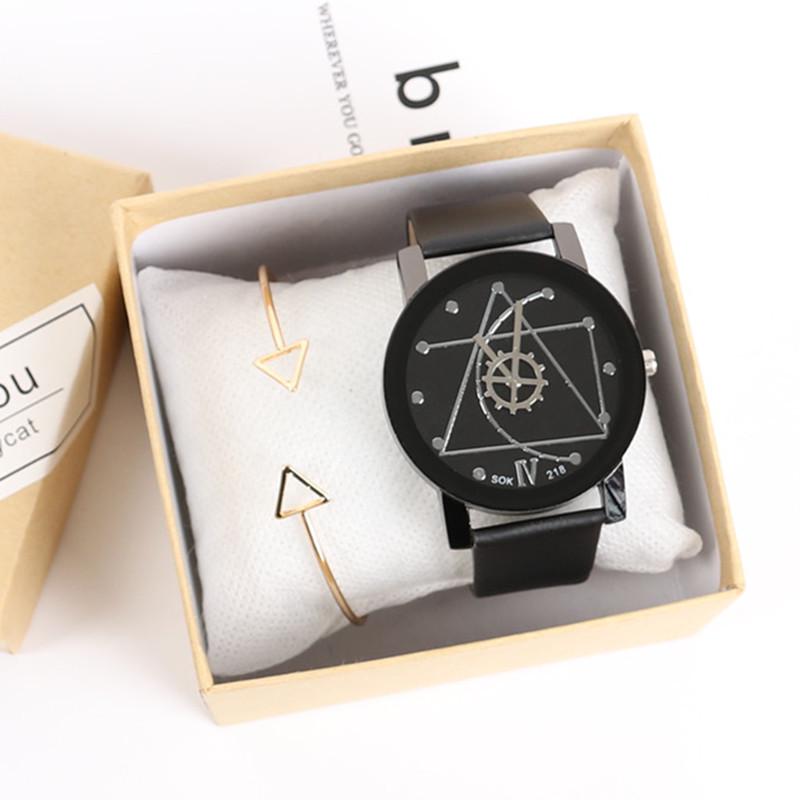 2019 Корейский стиль Мужские и женские кварцевые часы с ремешком из натуральной кожи - Модные и быстрая доставка