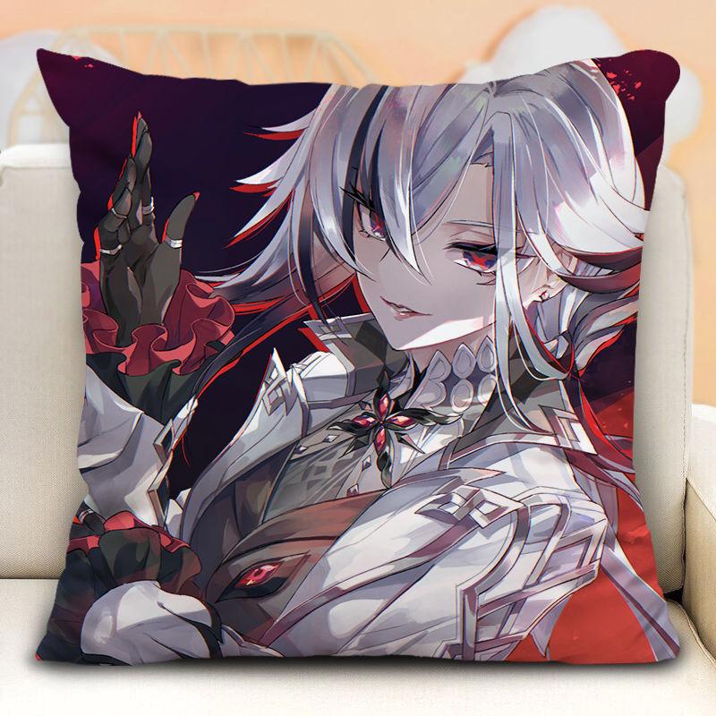 Наволочка с изображением слуги Арлекино из Genshin Impact, периферийные устройства в стиле аниме, наволочка на диванную подушку, наволочка на подголовник автомобиля