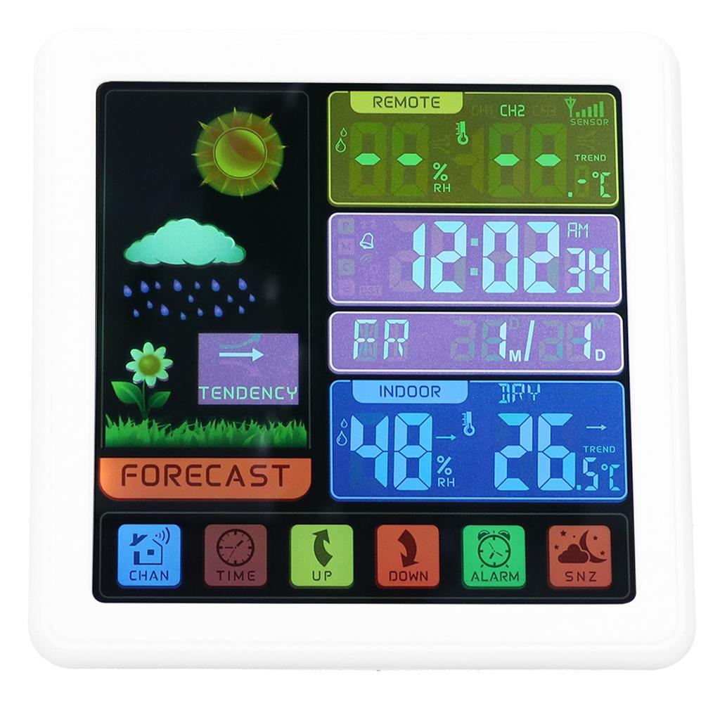 Wireless Weather Clock Digital Thermometer Hygrometer with Touch Screen for Home Use USB 5V