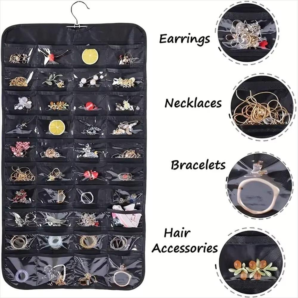 Large Capacity Jewelry Storage Bag Foldable Jewelry Display Holder Hanging Storage Bag Home Use