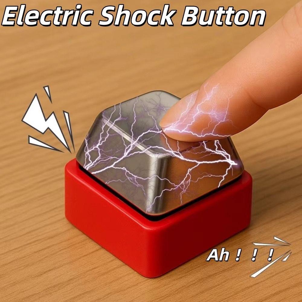 Metal Key Ring Electric Shock Keychain Solid Plastic Prank Electric Shock Button Party Activities