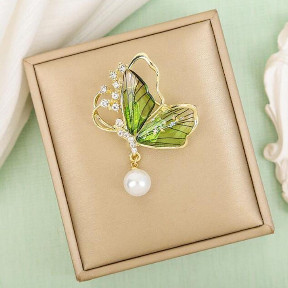 Dragonfly/Butterfly Shaped Badge Pin Imitation Pearl Suit Collar Pins Fashion Brooches Gift