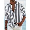 Striped Color Blocked Long Sleeved Shirt for Men In Spring Simple Solid Color Shirts Men’s