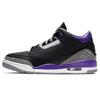 Air 3 Retro Court Purple Unisex Sneakers Black Cement-Grey White CT8532-050