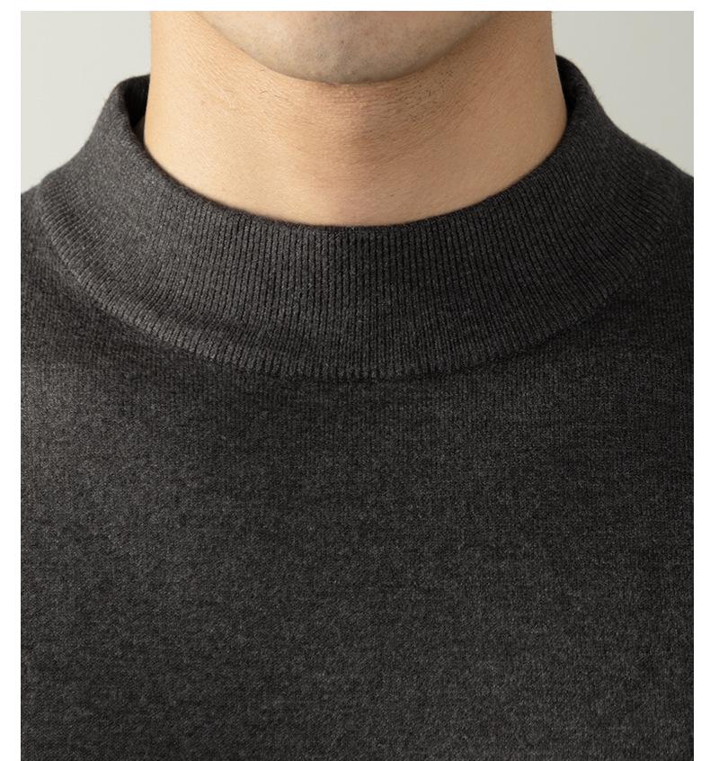 Итальянская легкая роскошь Мужская шерстяная короткорукавная вязаная футболка с высоким воротником для поездок на работу и повседневной носки Осень/Зима