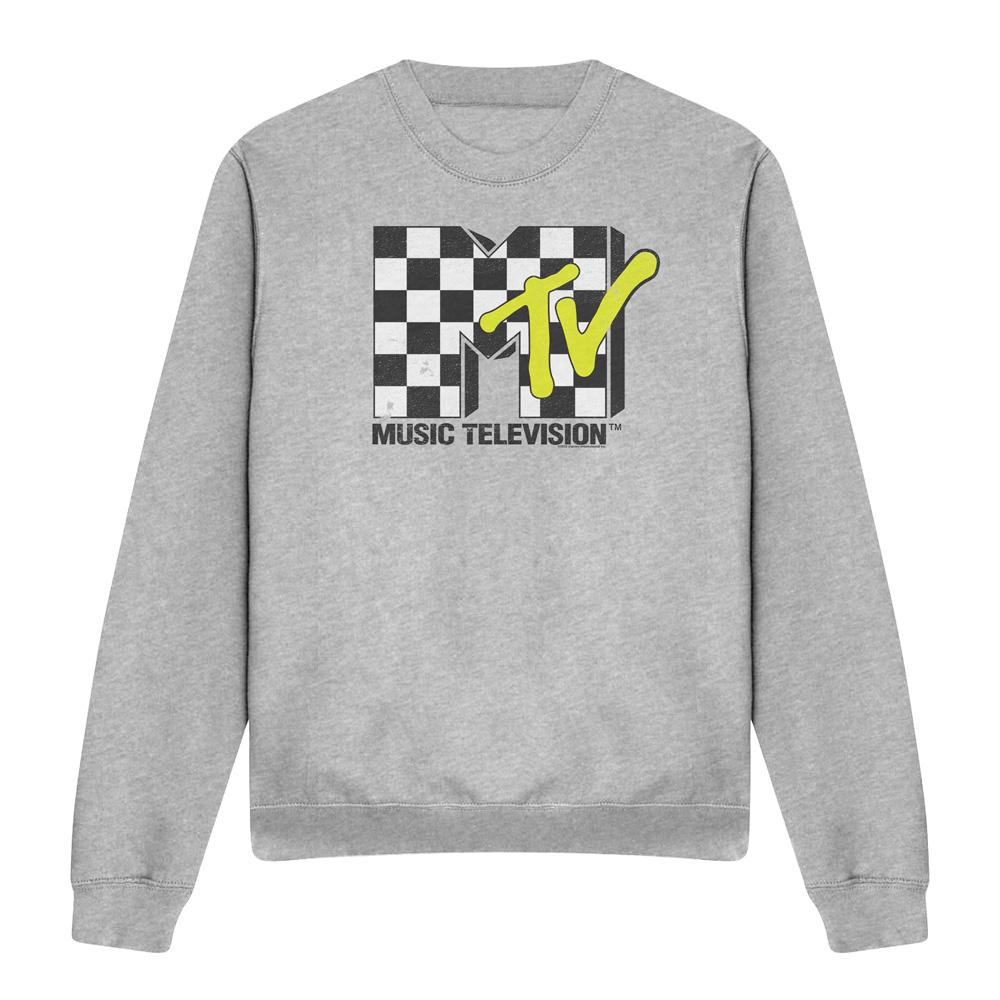 MTV Unisex Adult Checkerboard Logo Sweatshirt