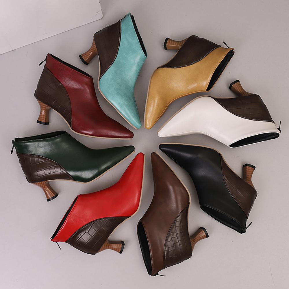 Красно-черные женские туфли-лодочки на высоком каблуке, маленький, большой размер 32 50